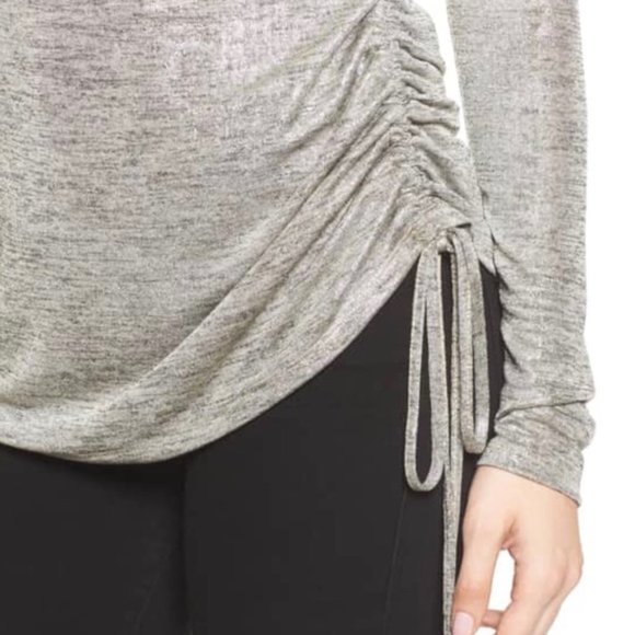 Trouve Metallic Silver Rouched Top - Silk Foil Nordstrom Small New with Tags - Picture 12 of 16